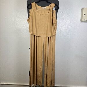 Trendy Camel Sleeveless Pant Set